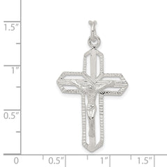 925 Sterling Silver Polished Crucifix Pendant with Anti-Tarnish Finish