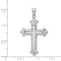 Sterling Silver 925 Rhodium-Plated Fleur-de-lis Cross Pendant Elegantly Polished
