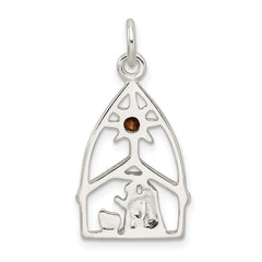 Sterling Silver Nativity Charm with Stellux Crystal Polished Finish