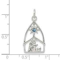 Sterling Silver Nativity Charm with Stellux Crystal Polished Finish
