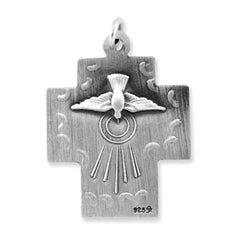 Sterling Silver 925 Alpha Omega Cross Pendant with Antiqued 3D Design