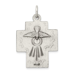 Sterling Silver 925 Alpha Omega Cross Pendant with Antiqued 3D Design