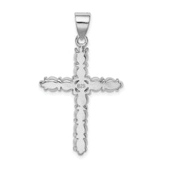 Sterling Silver Rhodium-Plated Pearl Cross Pendant Elegant & Polished