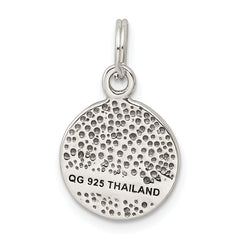 Sterling Silver 925 Crystal Faith Charm with Antiqued Elegant Finish