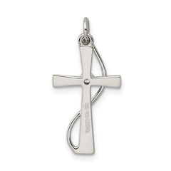 Sterling Silver 925 CZ Cross Pendant with Rhodium Polished Finish