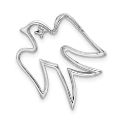Sterling Silver CZ Dove Pendant with Polished Rhodium Elegance