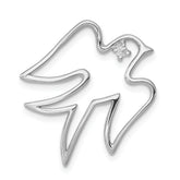 Sterling Silver Rhodium-plated CZ Dove Pendant
