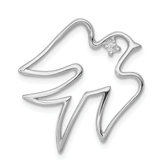 Sterling Silver Rhodium-plated CZ Dove Pendant