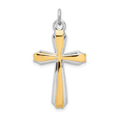 Sterling Silver Rhodium-plated & 18k Gold-plated Cross Pendant