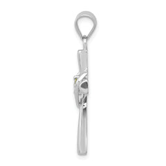 Sophia Jewelers Sterling Silver Peridot Heart Cross Pendant Polished Brilliance