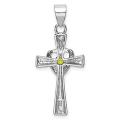 Sophia Jewelers Sterling Silver Peridot Heart Cross Pendant Polished Brilliance