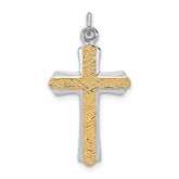 Sterling Silver Rhodium-plated & 18k Gold-plated Cross Charm