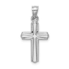 Sterling Silver Rhodium-Plated 3D Crucifix Pendant with Polished Finish