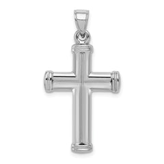 Sterling Silver 925 Rhodium-Plated 3D Latin Crucifix Pendant Polished Finish