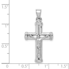 Sterling Silver 925 Rhodium-Plated 3D Latin Crucifix Pendant Polished Finish
