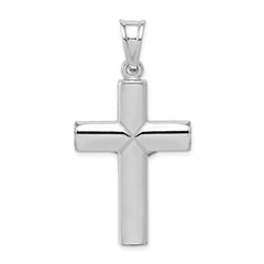 Sterling Silver 925 Rhodium-Plated Crucifix Pendant Polished 3D Design