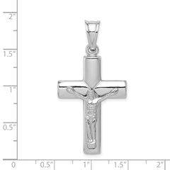 Sterling Silver 925 Rhodium-Plated Crucifix Pendant Polished 3D Design