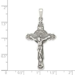Sterling Silver 925 Polished Iona Crucifix Pendant Elegant Antique Design