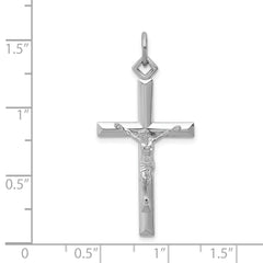 Sterling Silver 925 Crucifix Pendant with Rhodium Plating Polished Finish