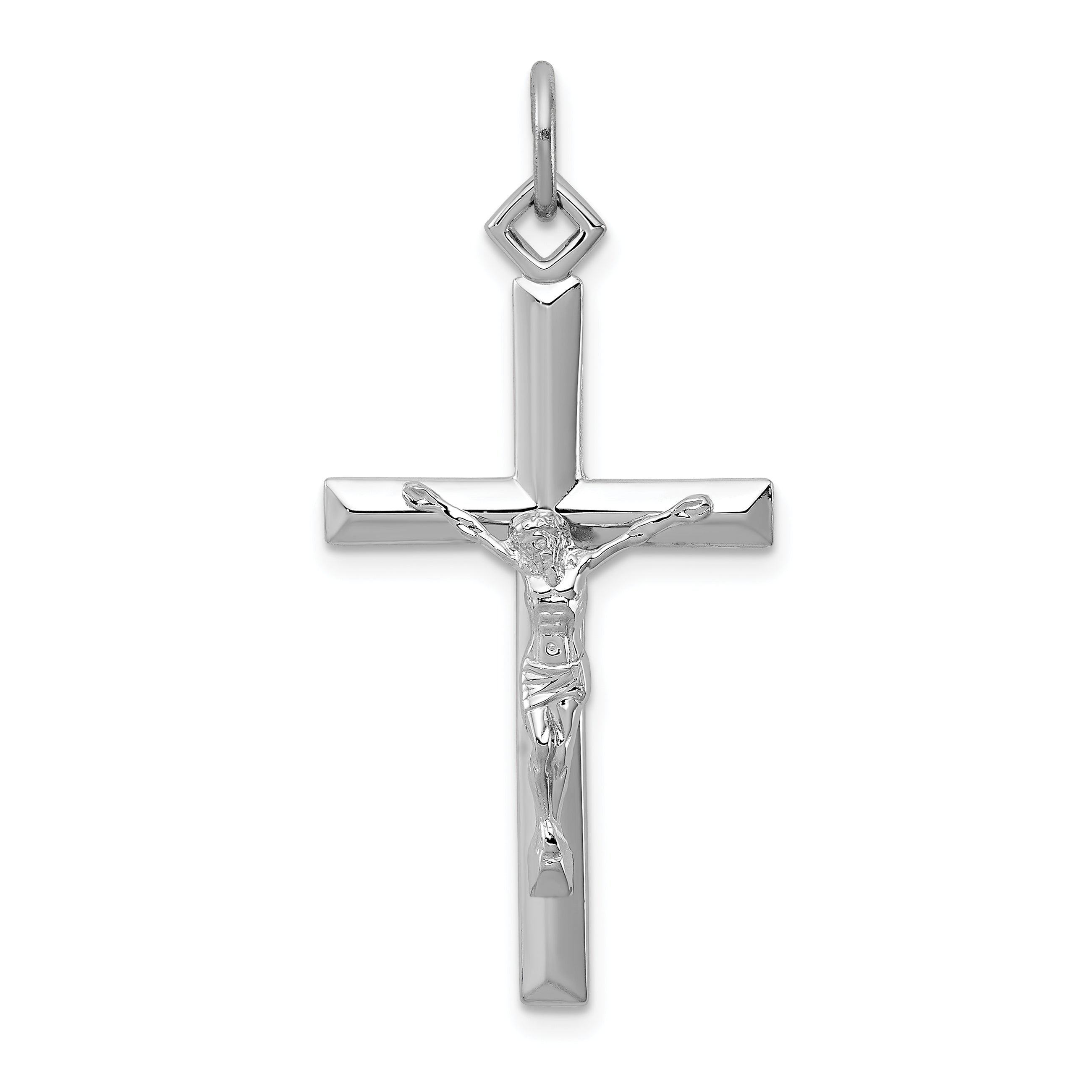 Sterling Silver Rhodium-plated Crucifix Pendant
