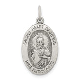 Sterling Silver Antiqued Sacred Heart of Jesus Medal