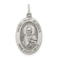 Sterling Silver Antiqued Sacred Heart of Jesus Medal