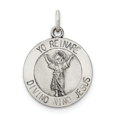 Sterling Silver Antiqued Divino Nino Medal (Divine Infant Jesus)