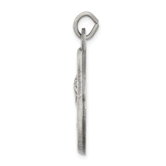 Sterling Silver 925 Antiqued Jesus Medal Pendant Vintage Inspired