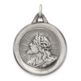 Sterling Silver Antiqued Jesus Medal
