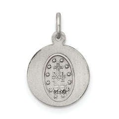 Sterling Silver 925 Antiqued Miraculous Medal Pendant Vintage Charm