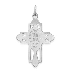 Sterling Silver 925 Miraculous Medal Cross Pendant with Blue Accents