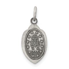 Sterling Silver 925 Antiqued Miraculous Medal Charm Pendant Vintage Elegance