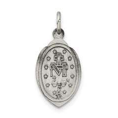 Sterling Silver 925 Antiqued Miraculous Medal Pendant Vintage Charm