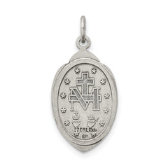 Sterling Silver 925 Antiqued Miraculous Medal Pendant Vintage Charm