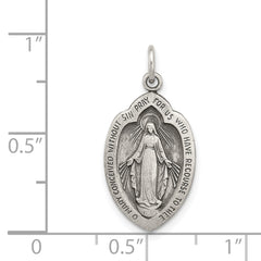 Sterling Silver 925 Antiqued Miraculous Medal Pendant Vintage Charm