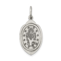 Sterling Silver 925 Miraculous Medal Pendant Antique Finish Vintage Charm
