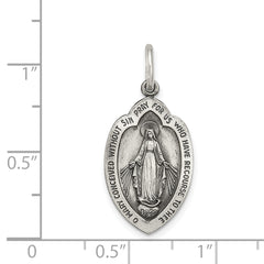 Sterling Silver 925 Miraculous Medal Pendant Antique Finish Vintage Charm