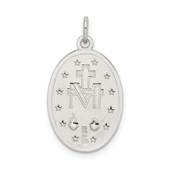 Sterling Silver 925 Miraculous Medal Pendant with Polished Palladium Finish