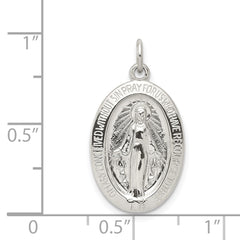 Sterling Silver 925 Miraculous Medal Pendant with Polished Palladium Finish