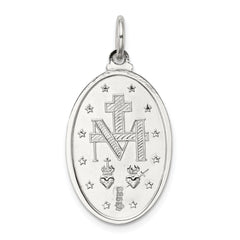 Sterling Silver 925 Miraculous Medal Pendant with Polished Palladium Finish
