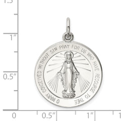 Sterling Silver 925 Miraculous Medal Pendant with Polished Palladium Finish