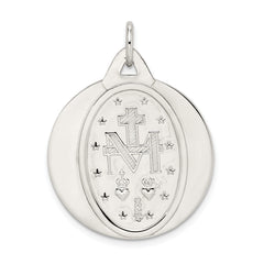 Sterling Silver 925 Miraculous Medal Pendant with Polished Palladium Finish