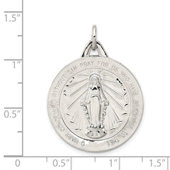 Sterling Silver 925 Miraculous Medal Pendant with Polished Palladium Finish