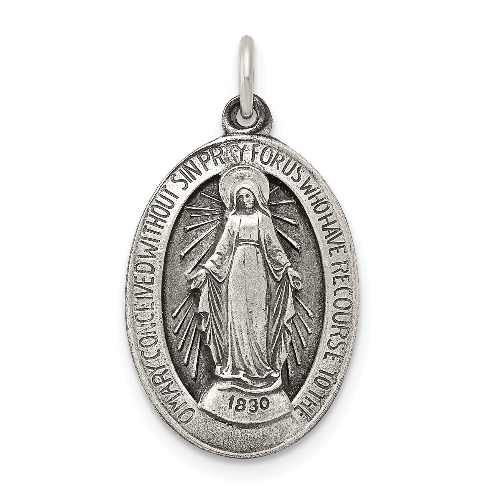 Sterling Silver Antiqued Miraculous Medal