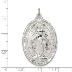 Sterling Silver 925 Miraculous Medal Pendant with Polished Palladium Finish