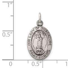 Antiqued 925 Sterling Silver Our Lady of Guadalupe Medal Pendant