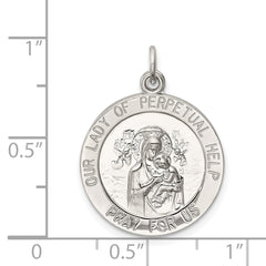 Sterling Silver Our Lady of Perpetual Help Pendant with Polished Palladium Finish