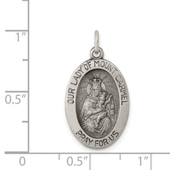Sterling Silver 925 Our Lady of Mt. Carmel Antiqued Medal Pendant