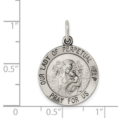 Sterling Silver 925 Our Lady Medal with Antiqued Finish Vintage Charm