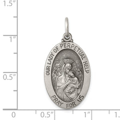 Sterling Silver 925 Our Lady of Perpetual Help Antiqued Pendant